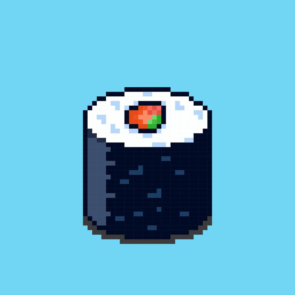 illustration de Sushi avec pixel art conception vecteur