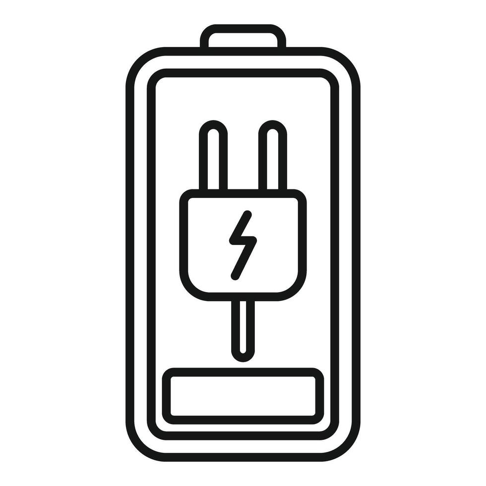 mise en charge prise de courant batterie icône contour . alcalin électrique vecteur