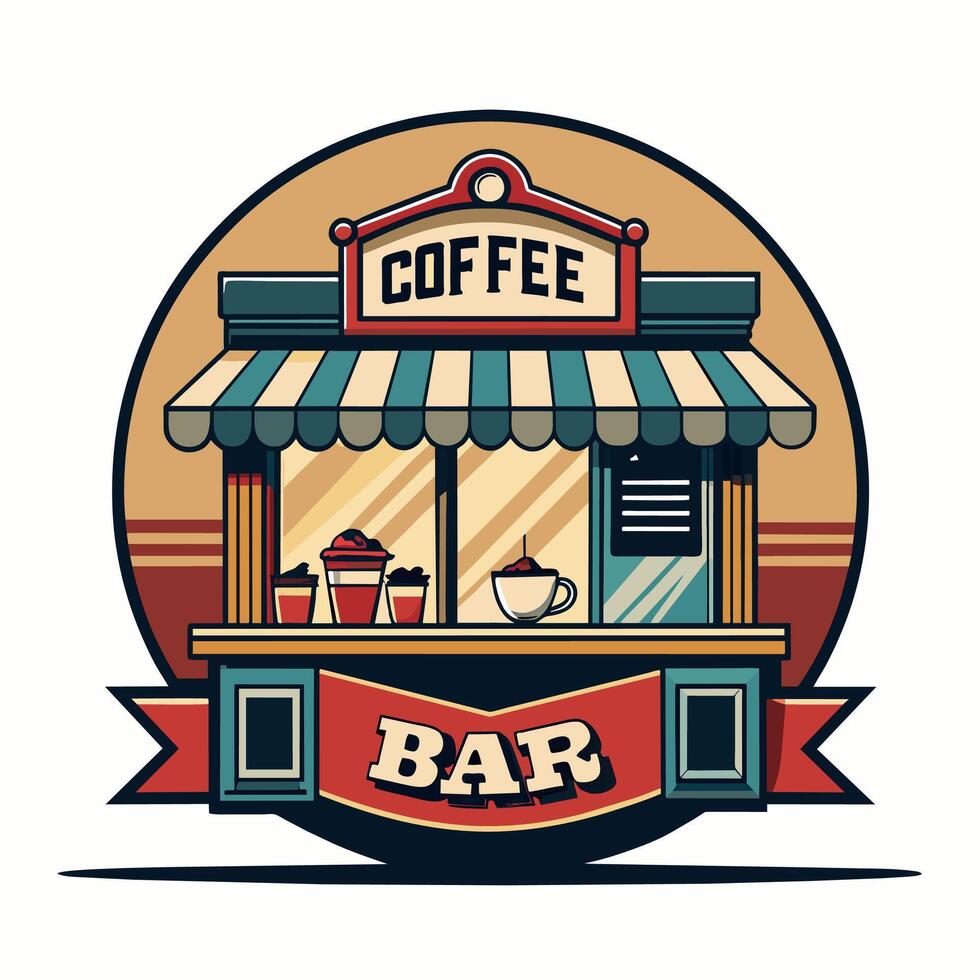 logo ancien café magasin plat illustration emblème conception pour votre logo communauté vecteur