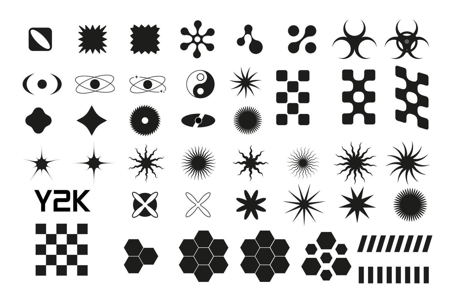 blanc ensemble remplir noir géométrique formes y2k, 3d . pour affiche, bannière vecteur