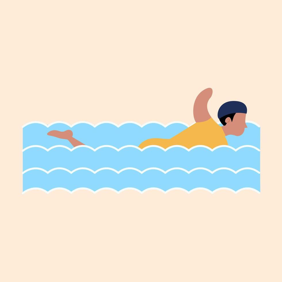 dessin animé illustration de une para nageur natation. para athlète paralympique para nageur. vecteur