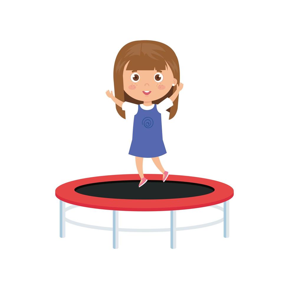 petite fille mignonne dans le jeu de saut de trampoline vecteur