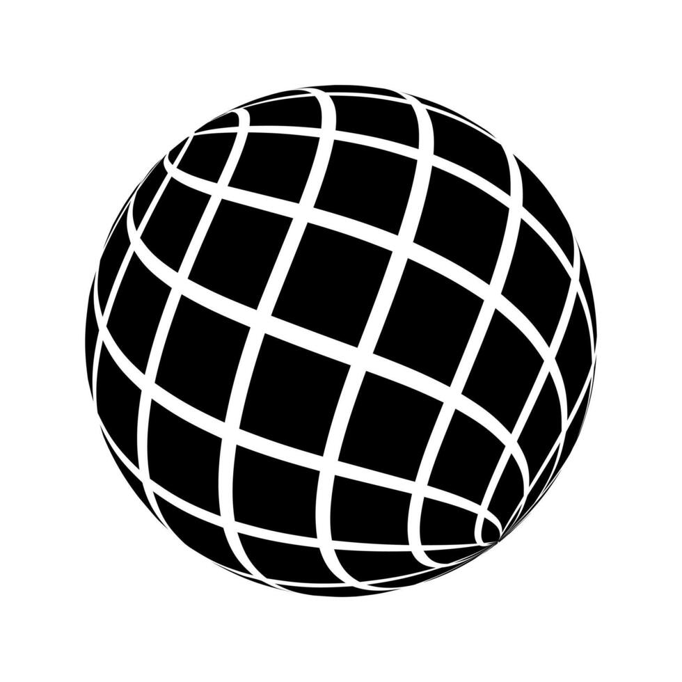 3d sphère filaire avec tordu rayures. orbite modèle, sphérique forme, la grille balle. moderne Terre globe figure isolé sur blanc Contexte. vecteur
