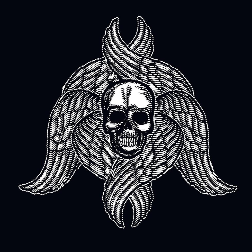 signe gothique avec crâne, t-shirts design vintage grunge vecteur