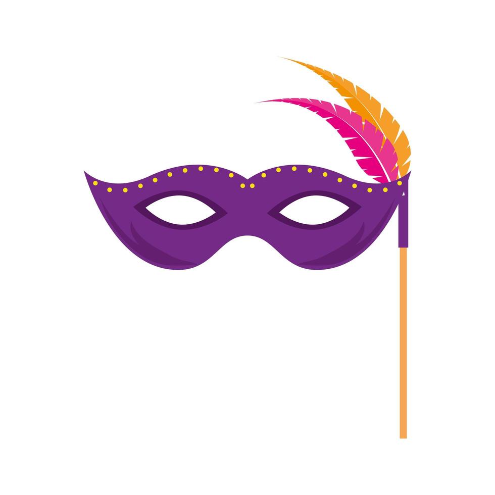 masque de mardi gras isolé avec dessin vectoriel de plumes