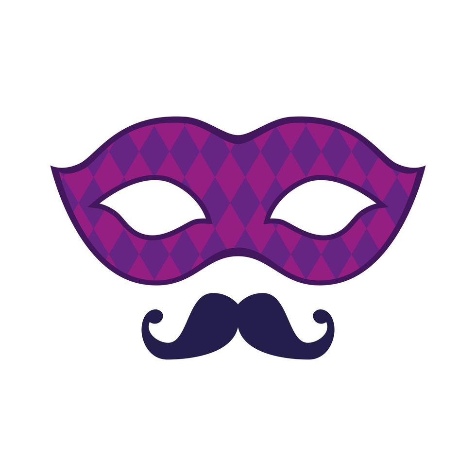 masque de mardi gras isolé et conception de vecteur de moustache