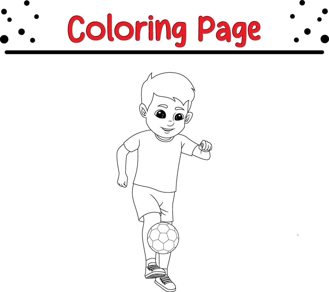 garçon football joueur coloration livre page pour enfants. vecteur