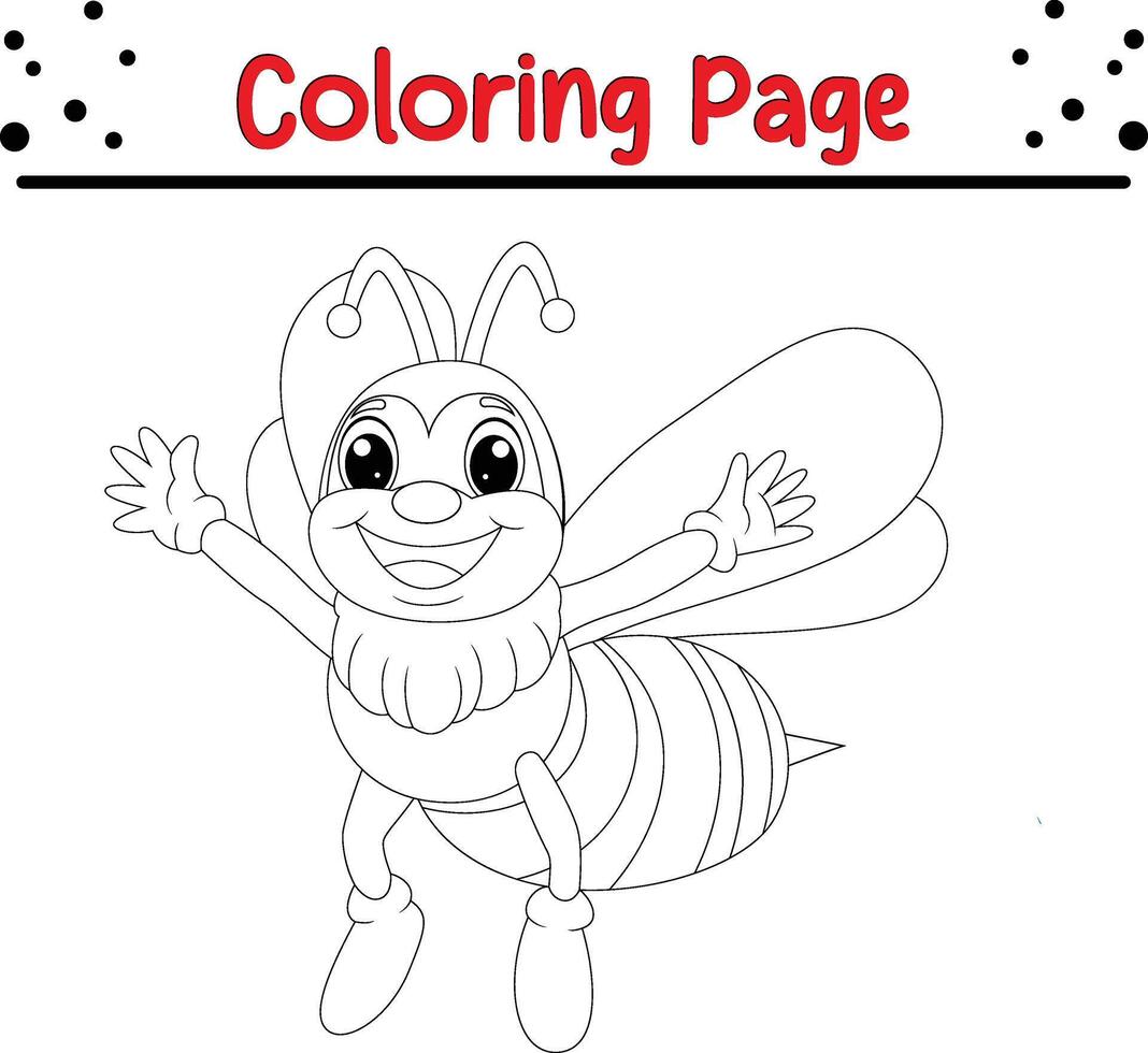 abeille agitant coloration livre page pour enfants. vecteur