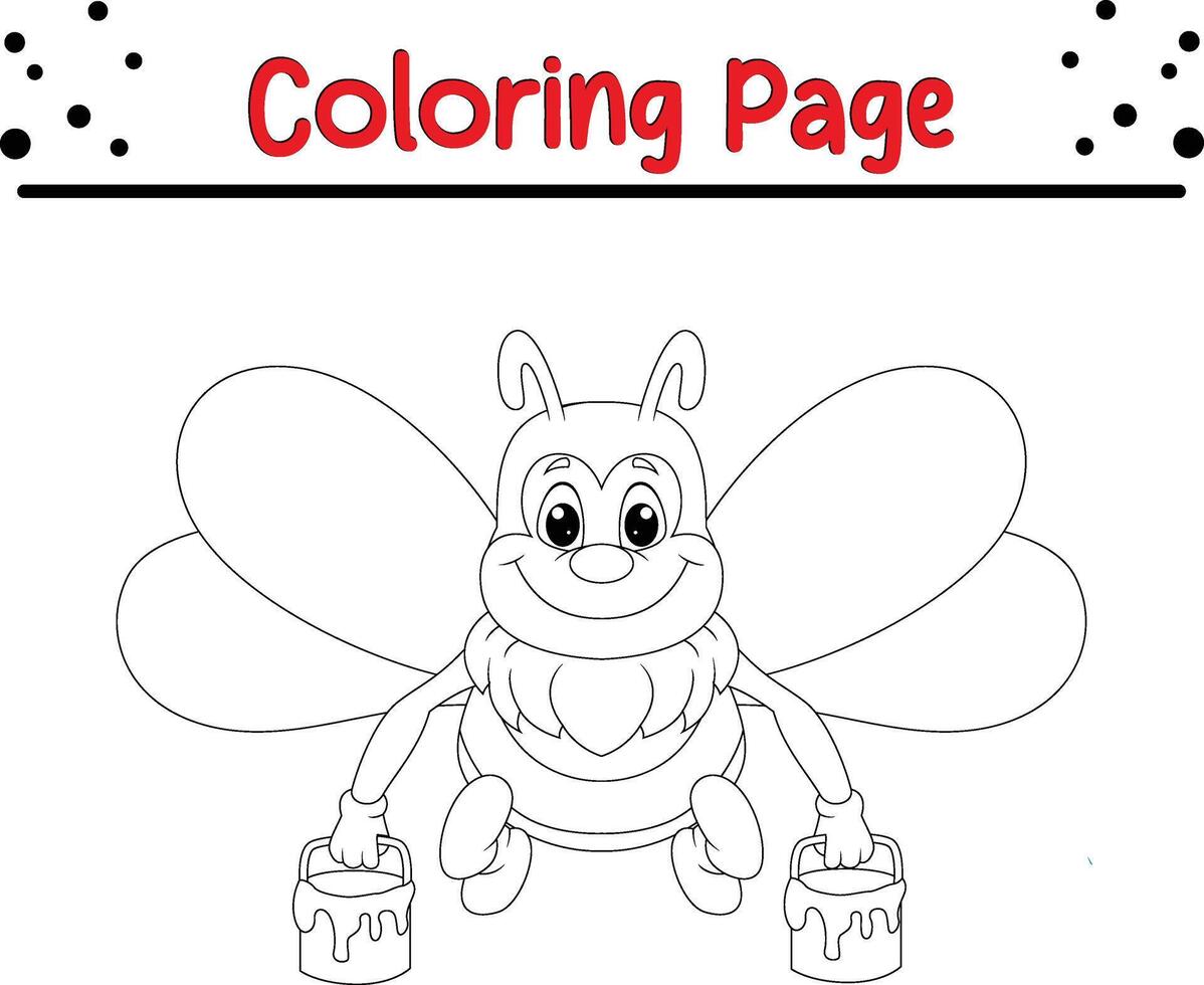 abeille porter mon chéri seau coloration livre page pour enfants. vecteur