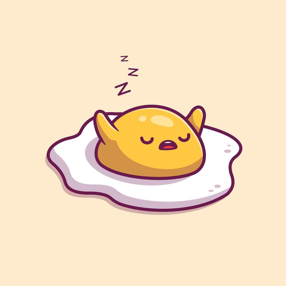 mignonne frit Oeuf en train de dormir dessin animé vecteur