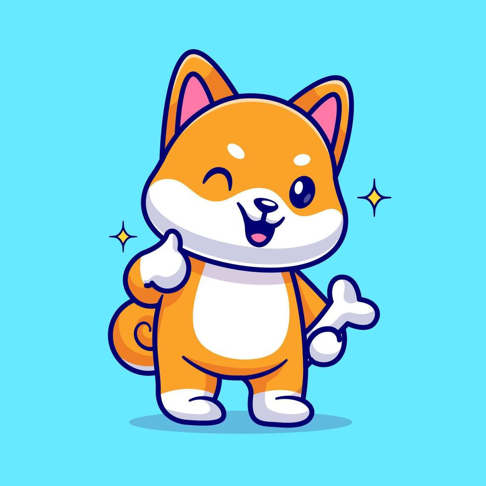 mignonne shiba inu en portant OS avec pouce en haut dessin animé vecteur