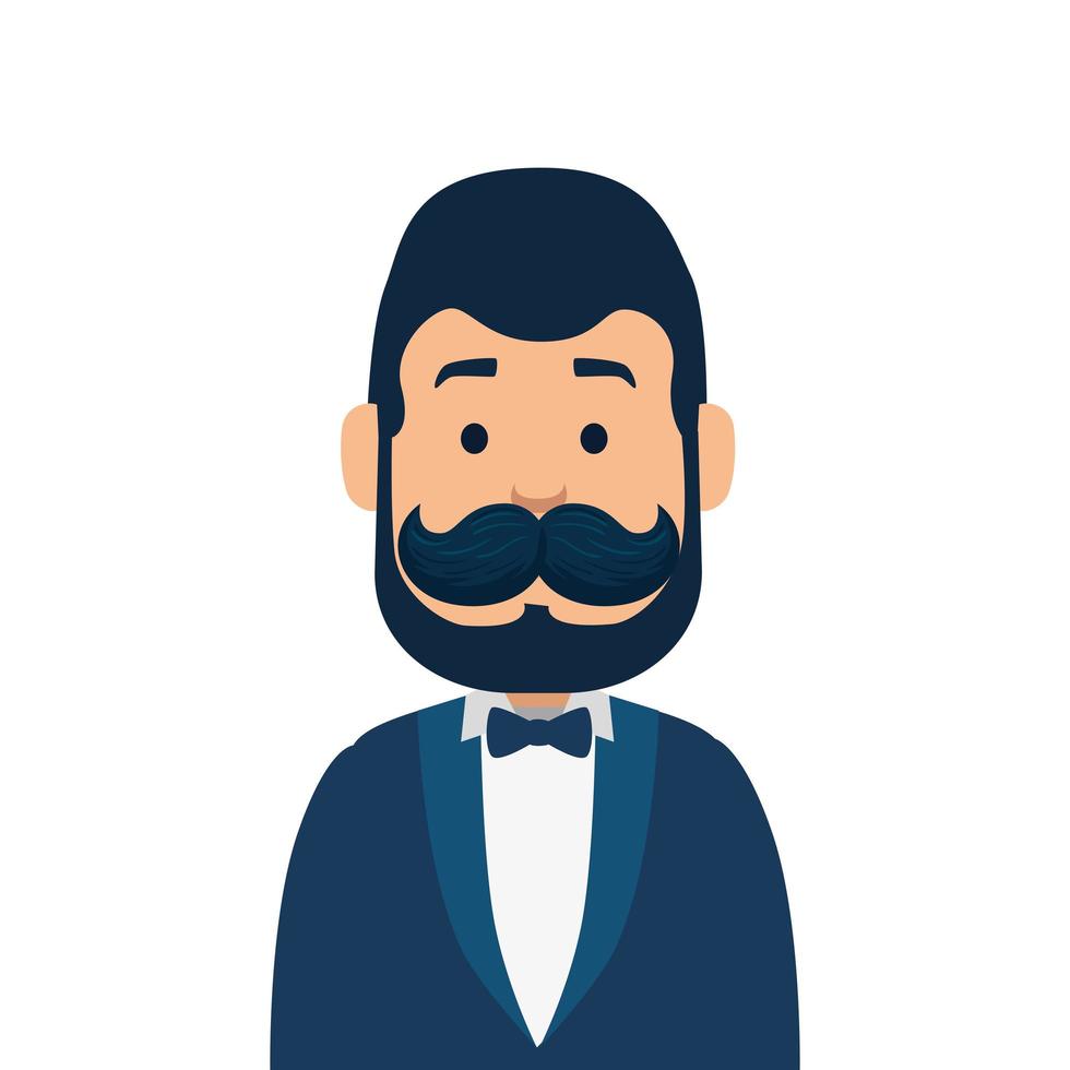 homme avatar isolé avec dessin vectoriel moustache