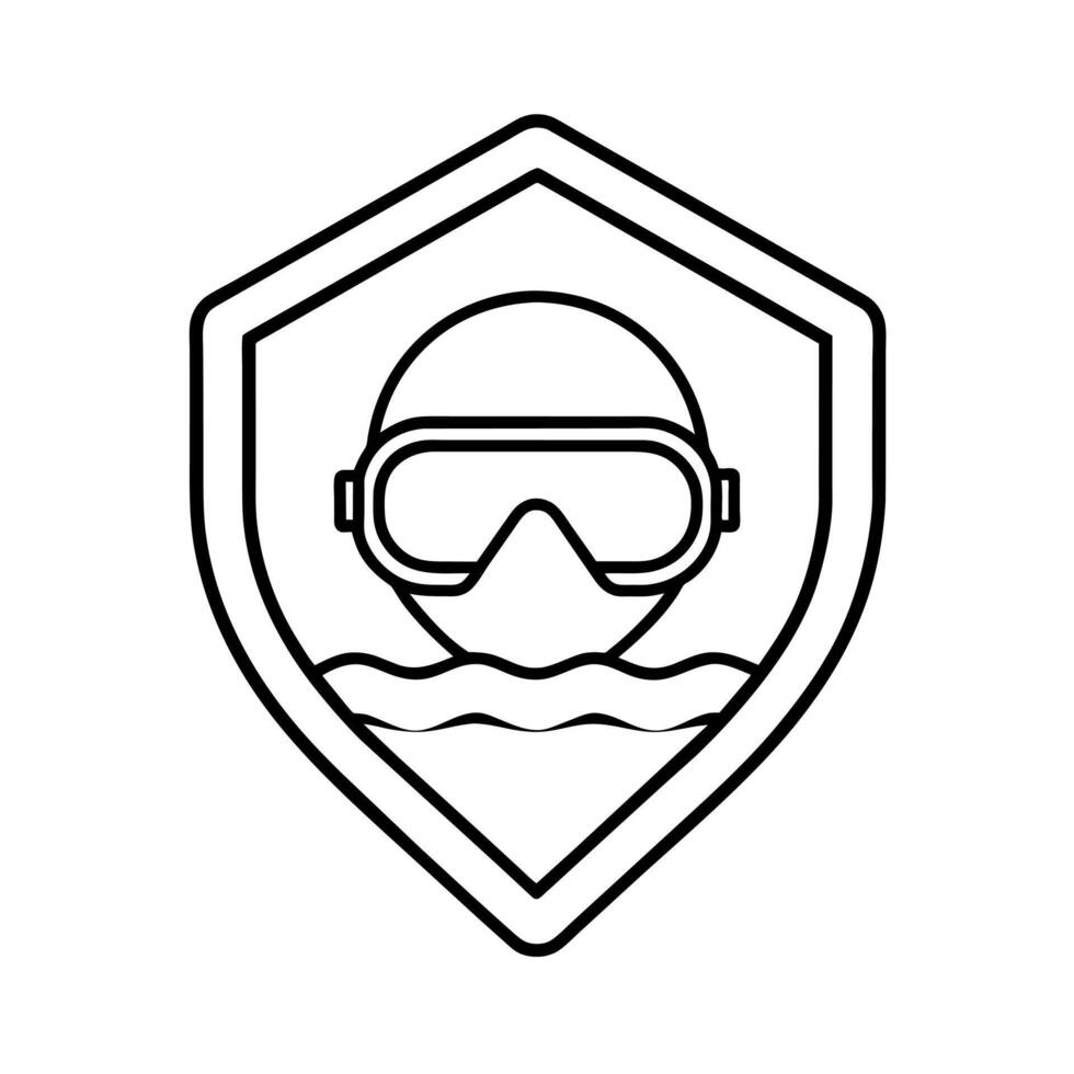 une minimaliste scaphandre autonome plongée logo art illustration vecteur
