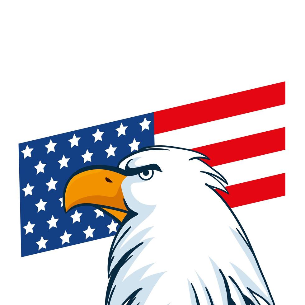 conception de vecteur d'aigle et de drapeau usa isolé