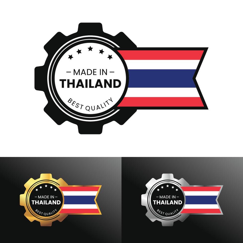 fabriqué dans Thaïlande avec équipement et drapeau conception. pour bannière, timbre, autocollant, icône, logo, symbole, étiqueter, badge, joint, signe. illustration vecteur