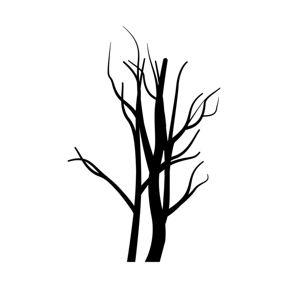 une noir et blanc illustration de une arbre avec non feuilles vecteur