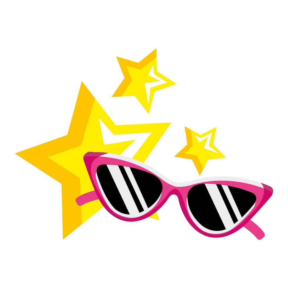 lunettes de soleil avec des étoiles icône de style pop art vecteur