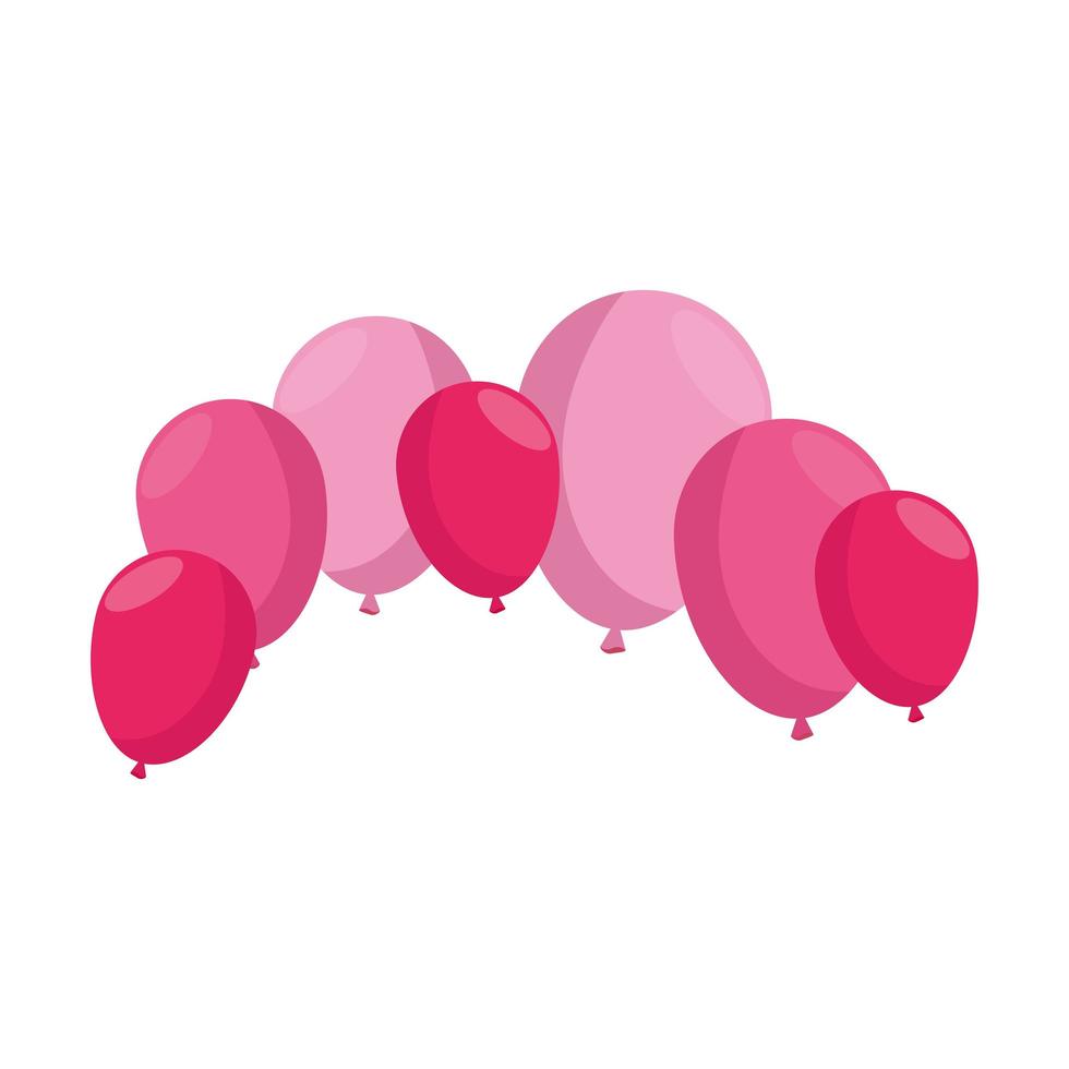 ballons, hélium, décoration, isolé, icône vecteur