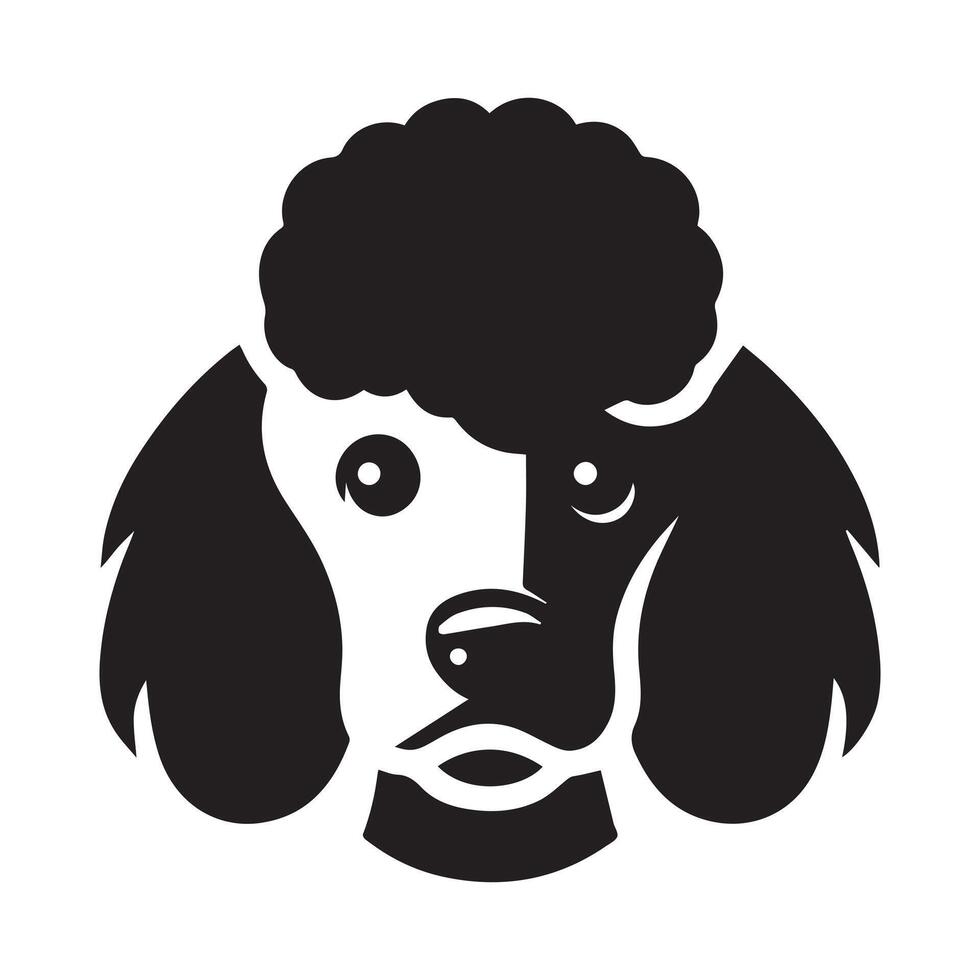 caniche chien logo - une triste caniche chien visage illustration dans noir et blanc vecteur
