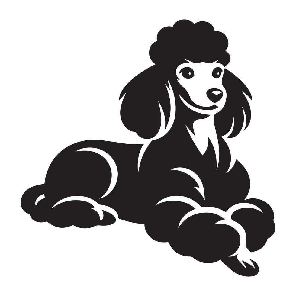 caniche chien - une détendu caniche chien visage illustration dans noir et blanc vecteur