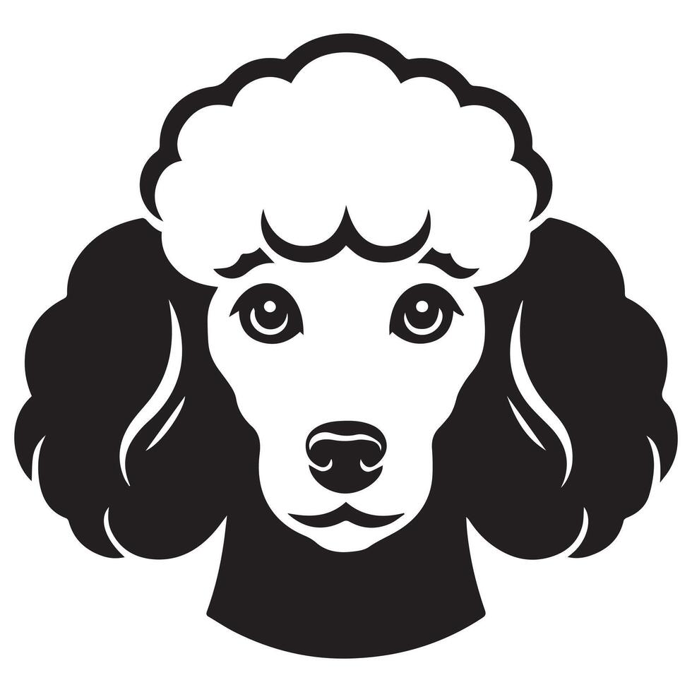 caniche chien logo - une digne caniche chien visage illustration dans noir et blanc vecteur