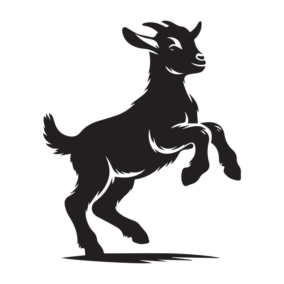 chèvre logo - une Jeune chèvre gambader silhouette illustration vecteur