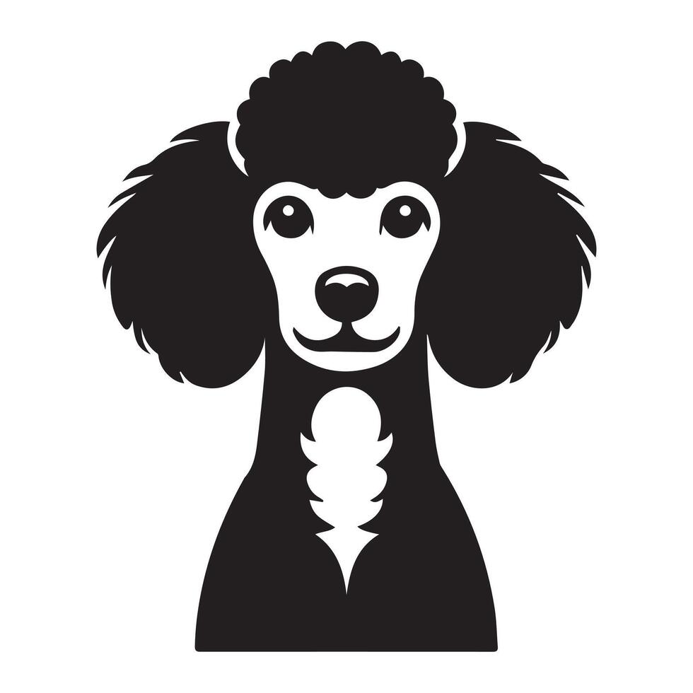 caniche chien logo - une curieuse caniche chien visage illustration dans noir et blanc vecteur