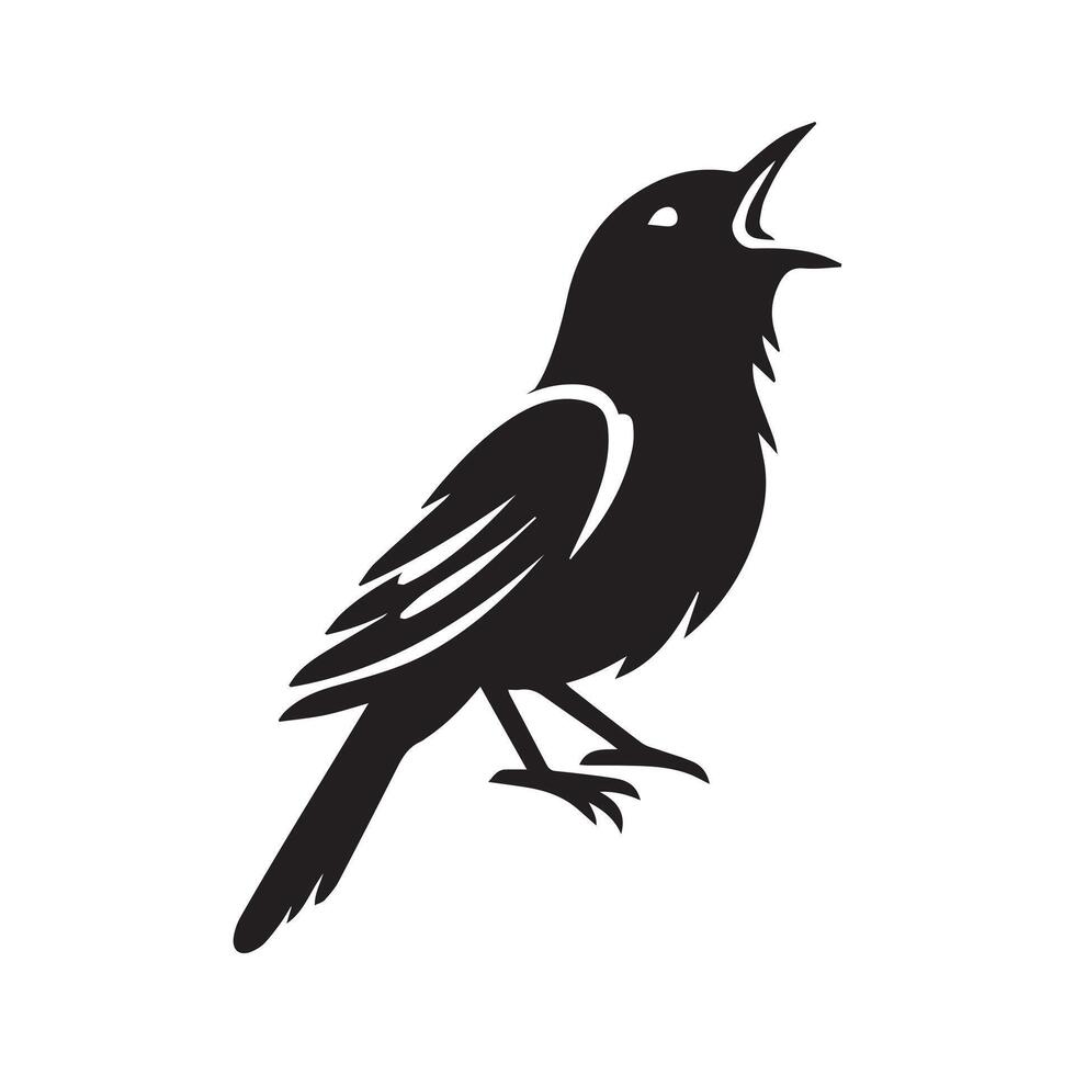 une oiseau en chantant illustration dans noir et blanc vecteur