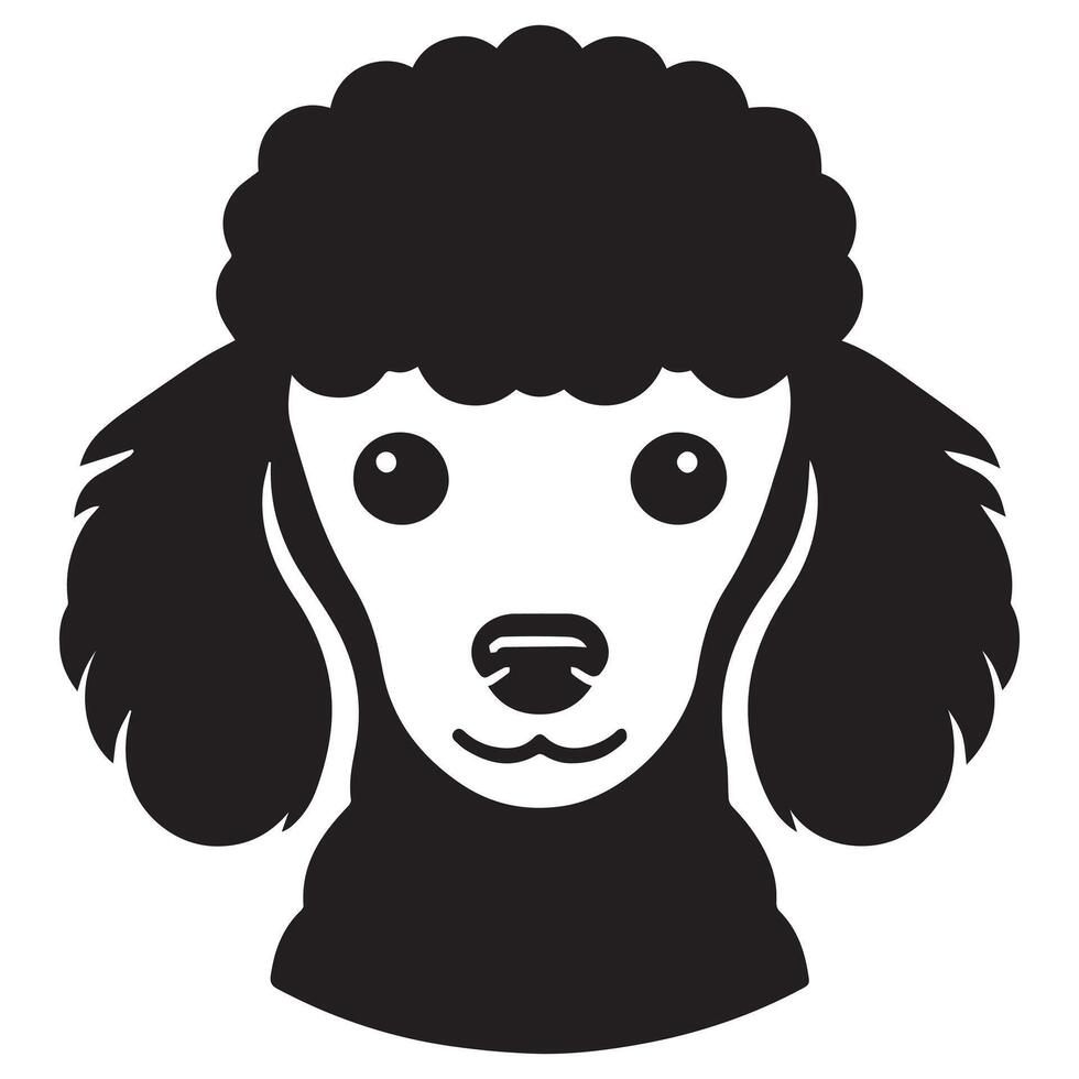caniche chien - une aimant caniche chien visage illustration dans noir et blanc vecteur
