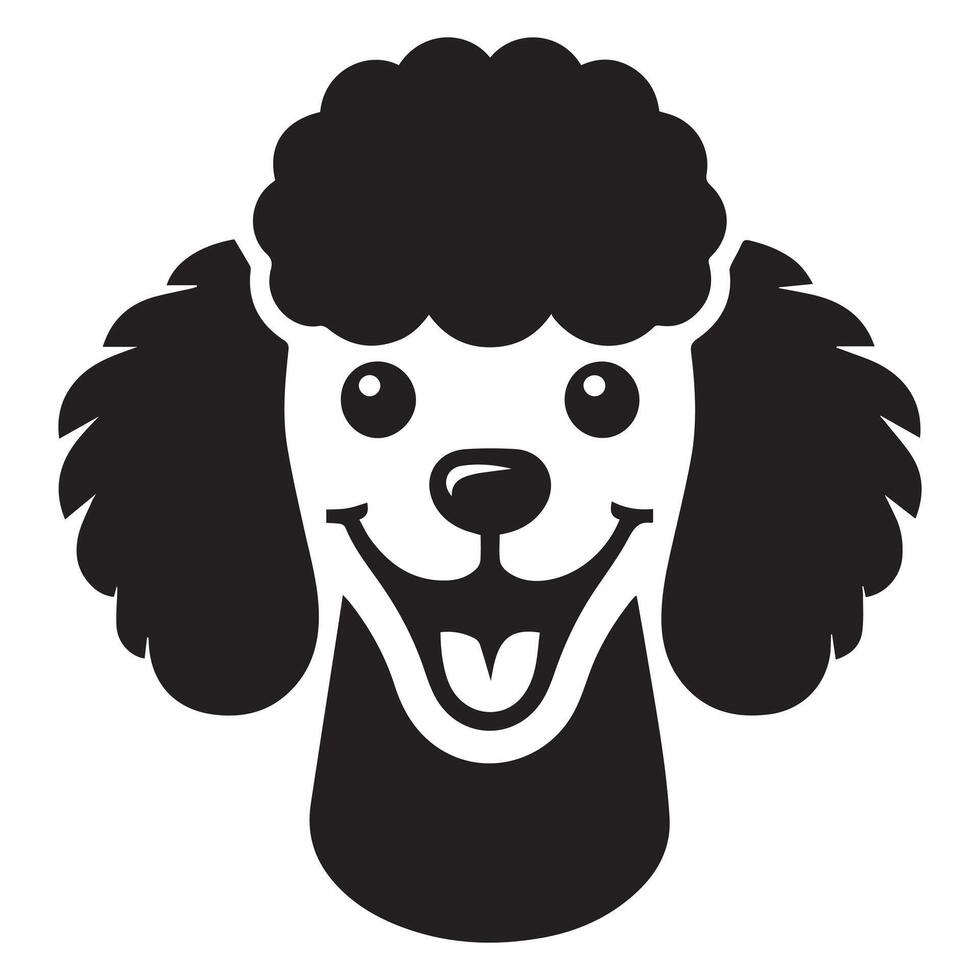 caniche chien logo - une de bonne humeur caniche chien visage illustration dans noir et blanc vecteur