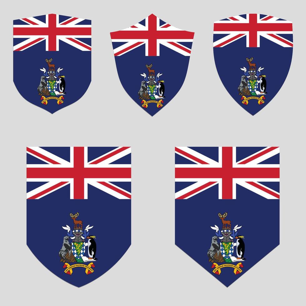 ensemble de Sud Géorgie et le Sud sandwich îles drapeau dans bouclier forme vecteur