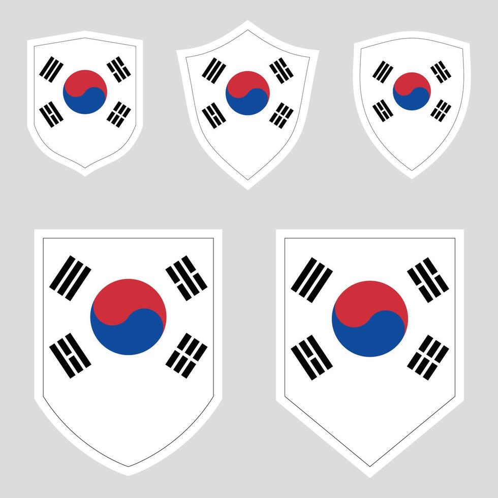 ensemble de Sud Corée drapeau dans bouclier forme vecteur
