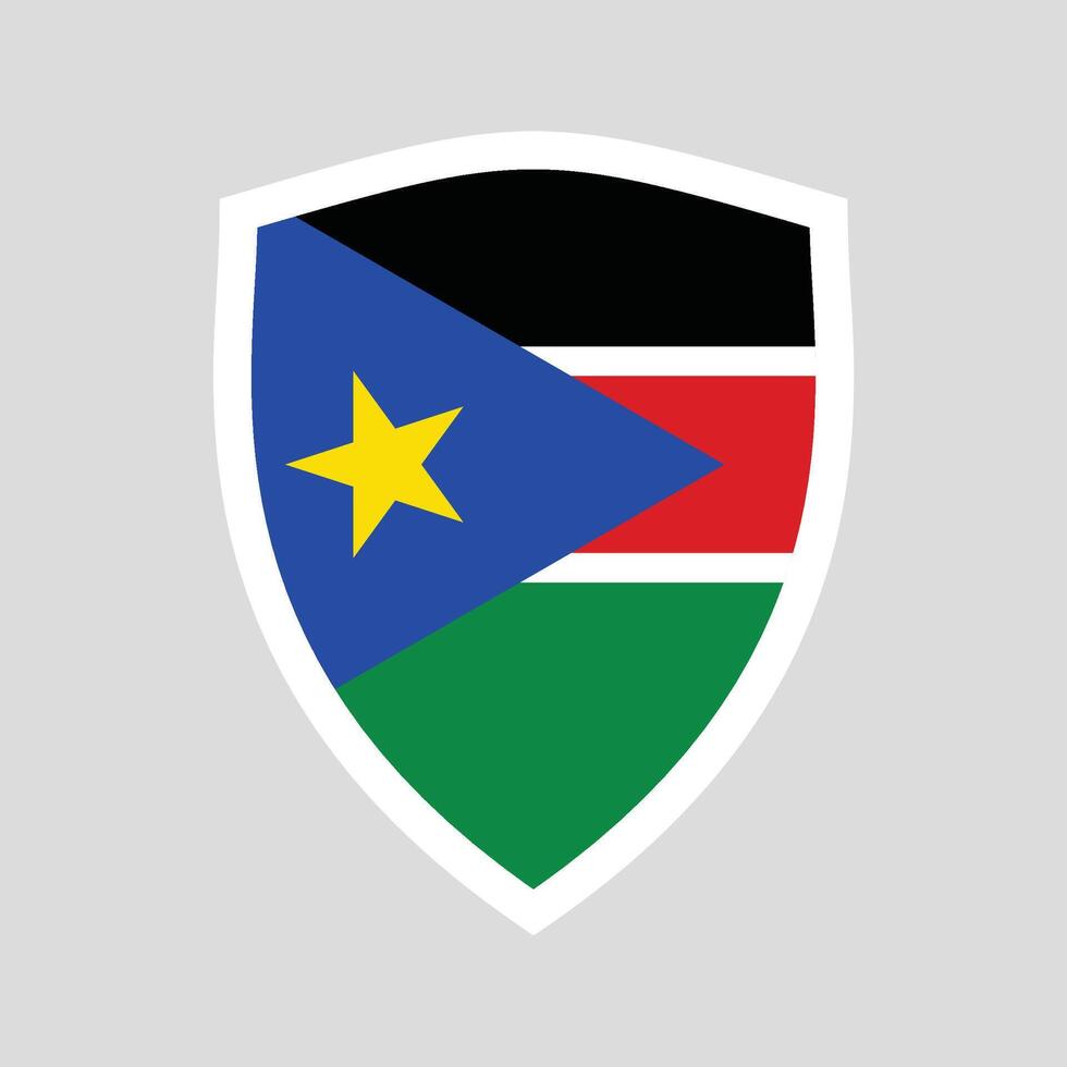 Sud Soudan drapeau dans bouclier forme Cadre vecteur