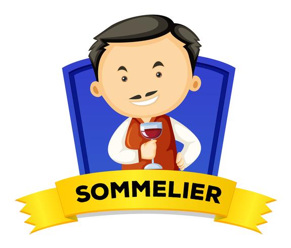 Wordcard d&#39;occupation avec sommelier vecteur