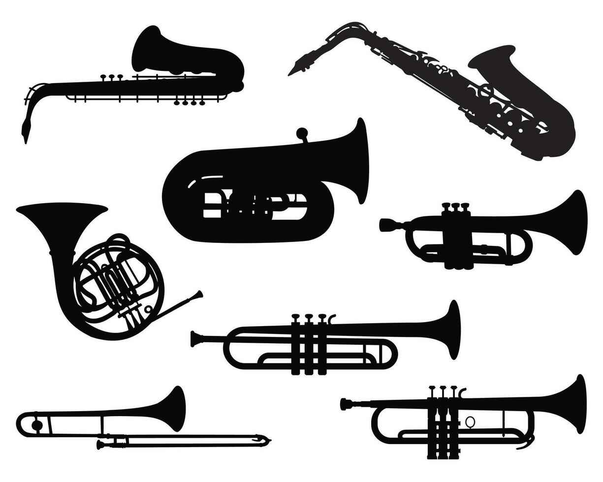 musical instruments silhouette sur blanc Contexte vecteur