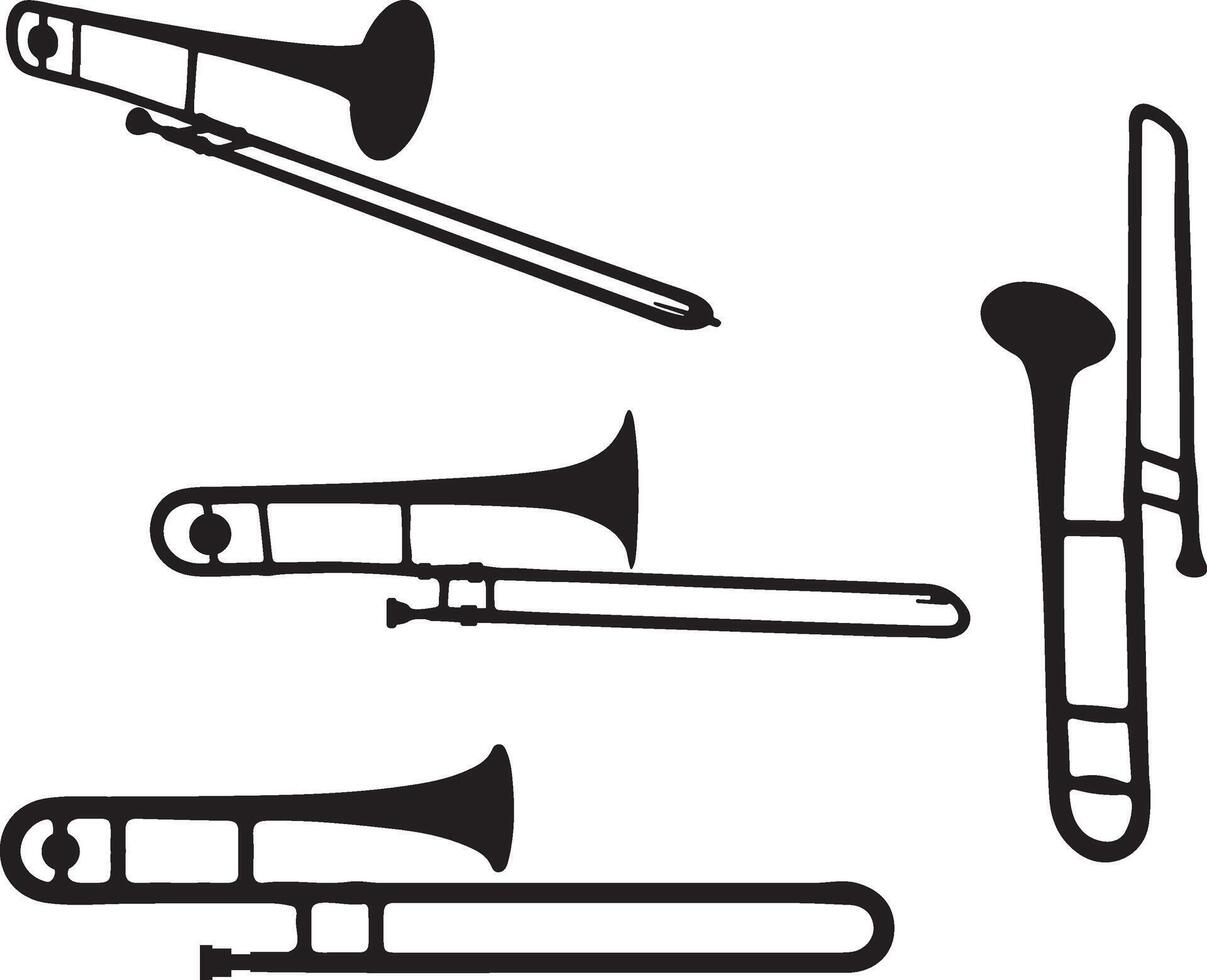 trombone silhouette sur blanc Contexte vecteur