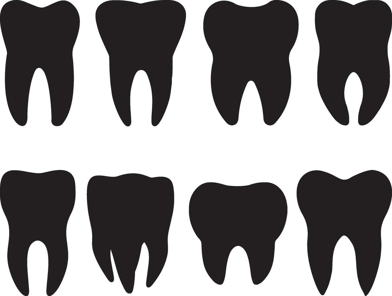 les dents silhouette sur blanc Contexte vecteur