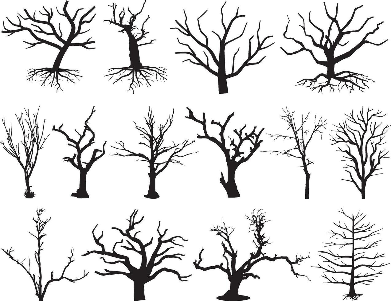 mort des arbres silhouette sur blanc Contexte vecteur