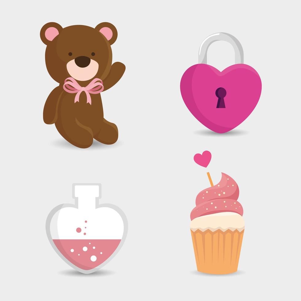 ours en peluche d'icônes mignonnes pour la saint valentin vecteur
