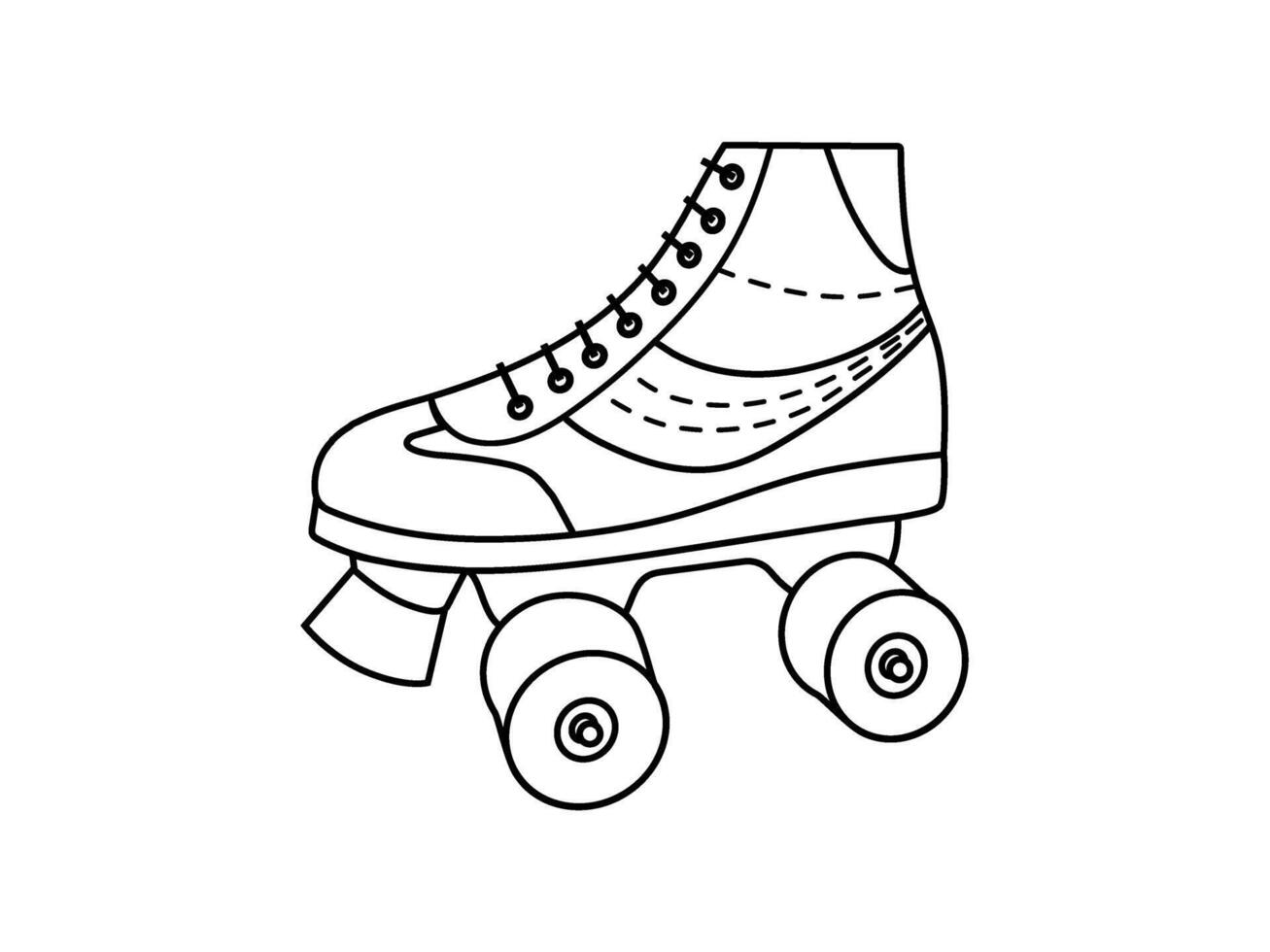 classique y2k, Années 90 et années 2000 esthétique. contour style rétro quad rouleau patins, ancien élément. dessiné à la main illustration. correctif, autocollant, badge, emblème. vecteur