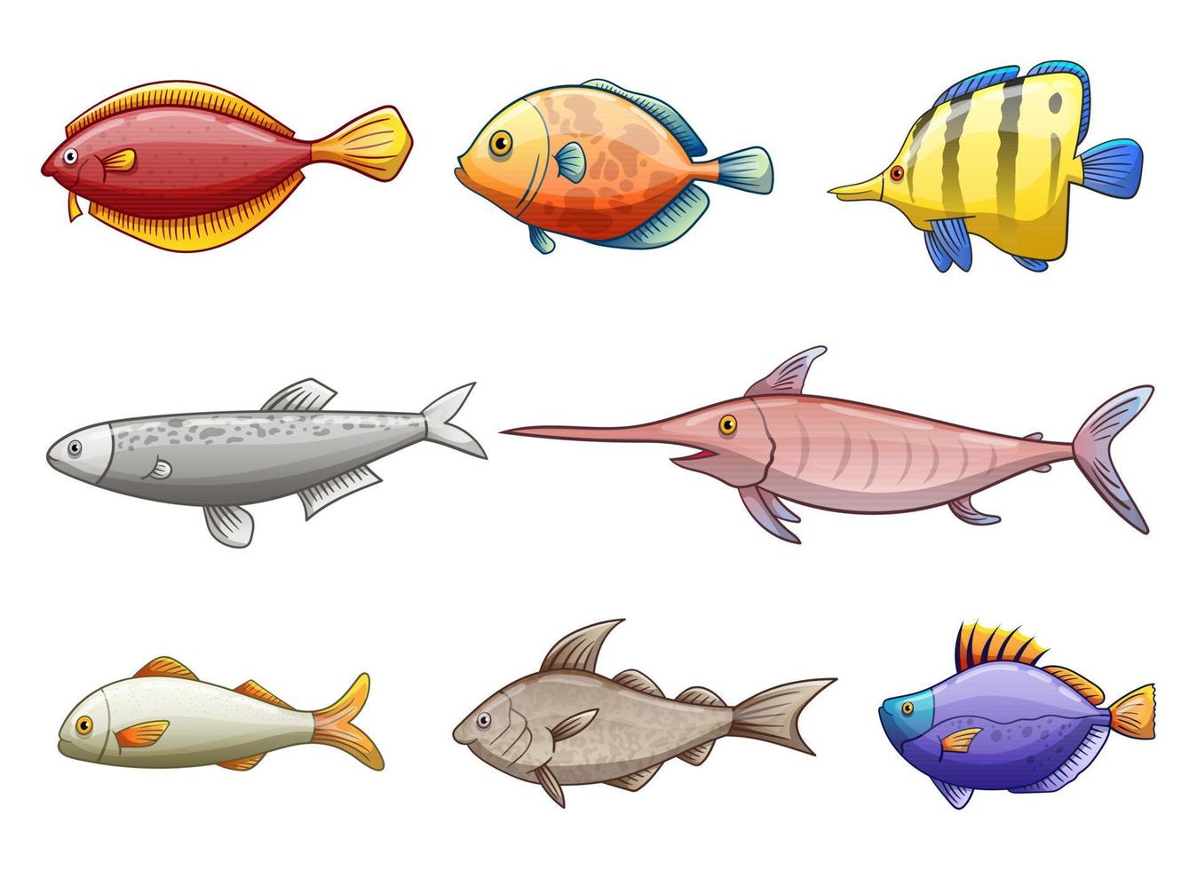 illustration de conception de vecteur de dessin de poisson isolé sur fond blanc