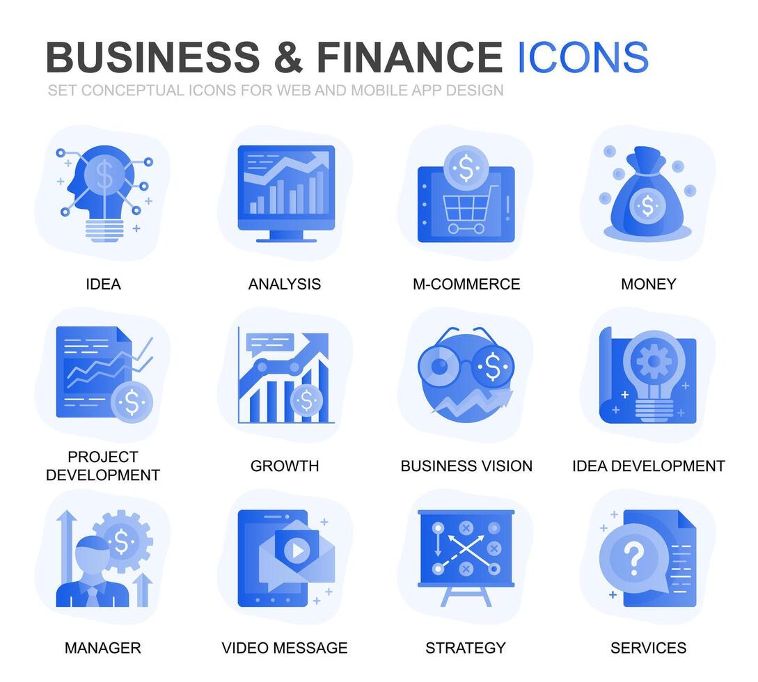 moderne ensemble affaires et la finance pente plat Icônes pour site Internet et mobile applications. contient tel Icônes comme analyse, argent, comptabilité, stratégie, banque. conceptuel Couleur plat icône. pictogramme paquet. vecteur