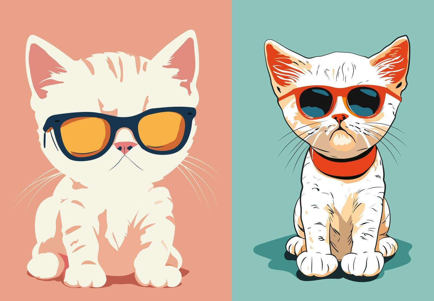 triste chaton dans des lunettes de soleil vecteur