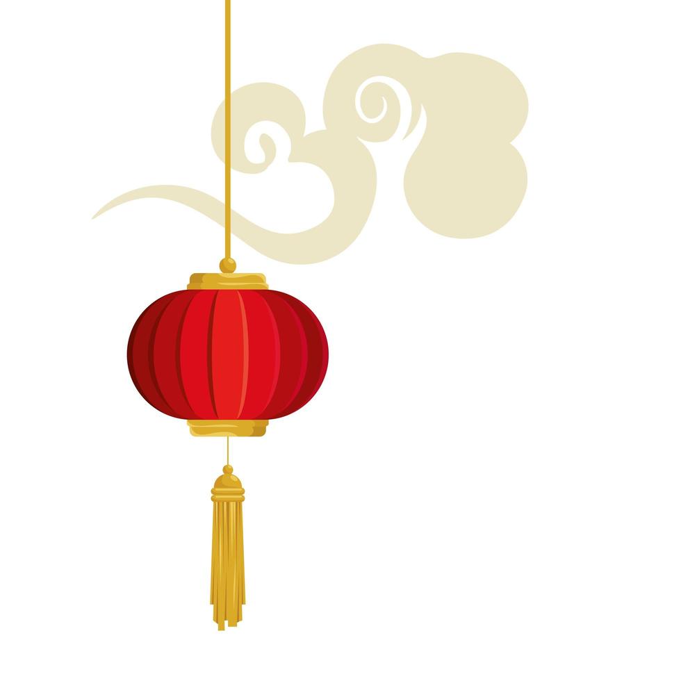 Lanterne chinoise suspendue avec icône isolé nuage vecteur