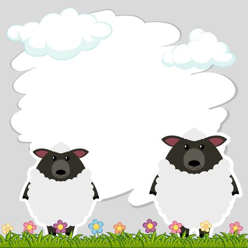 Modèle de bordure avec deux moutons vecteur