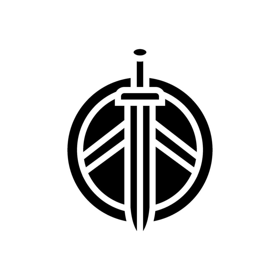 badge bataille spartiate romain glyphe icône illustration vecteur