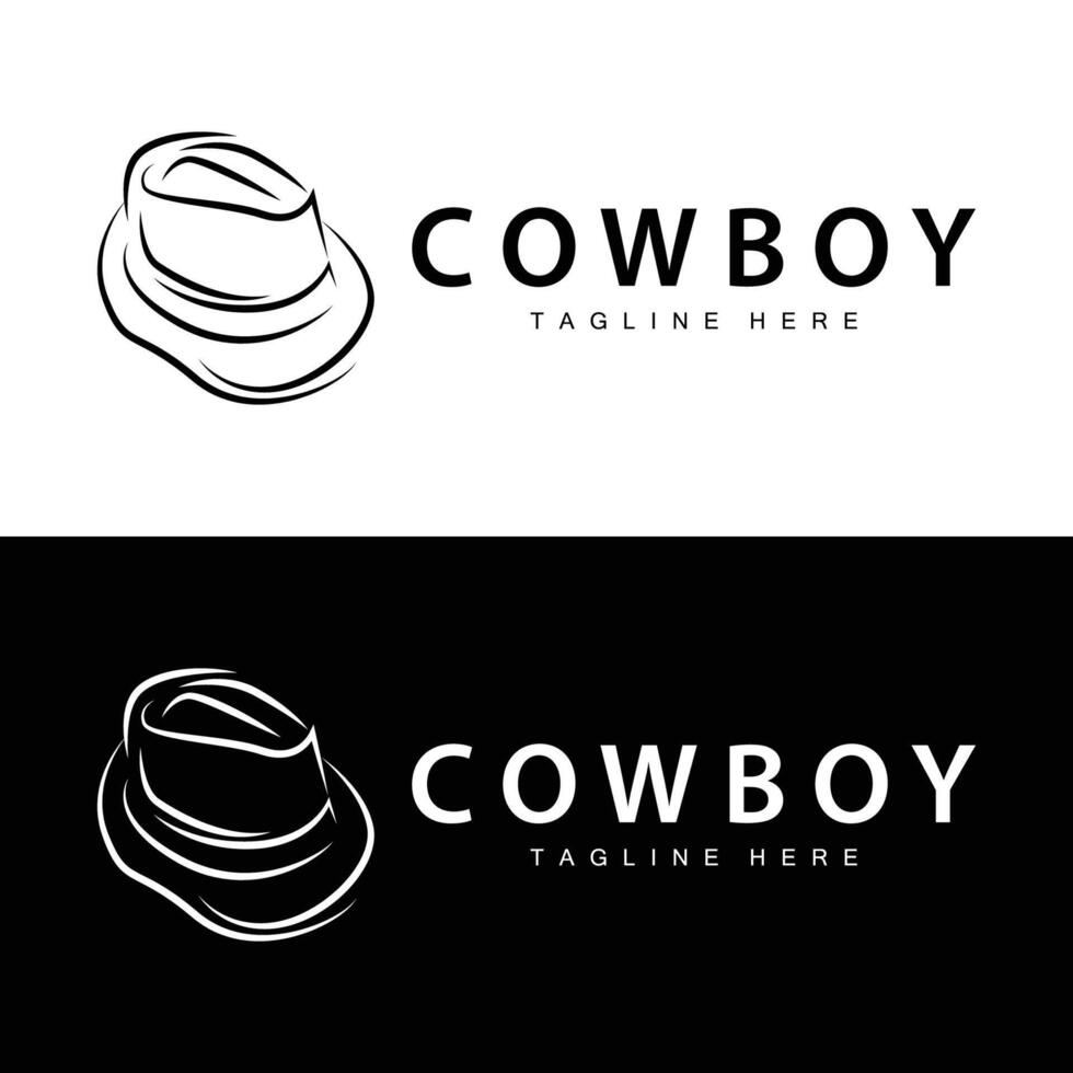 cow-boy chapeau logo chapeau illustration ligne Texas rodeo cow-boy modèle conception vecteur