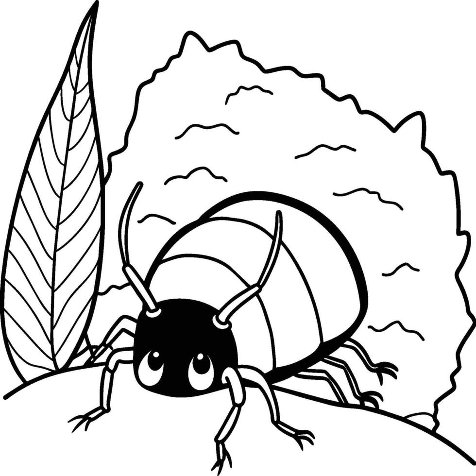 scarabée punaise coloration pages. scarabée punaise contour pour coloration livre. insecte ligne art. vecteur