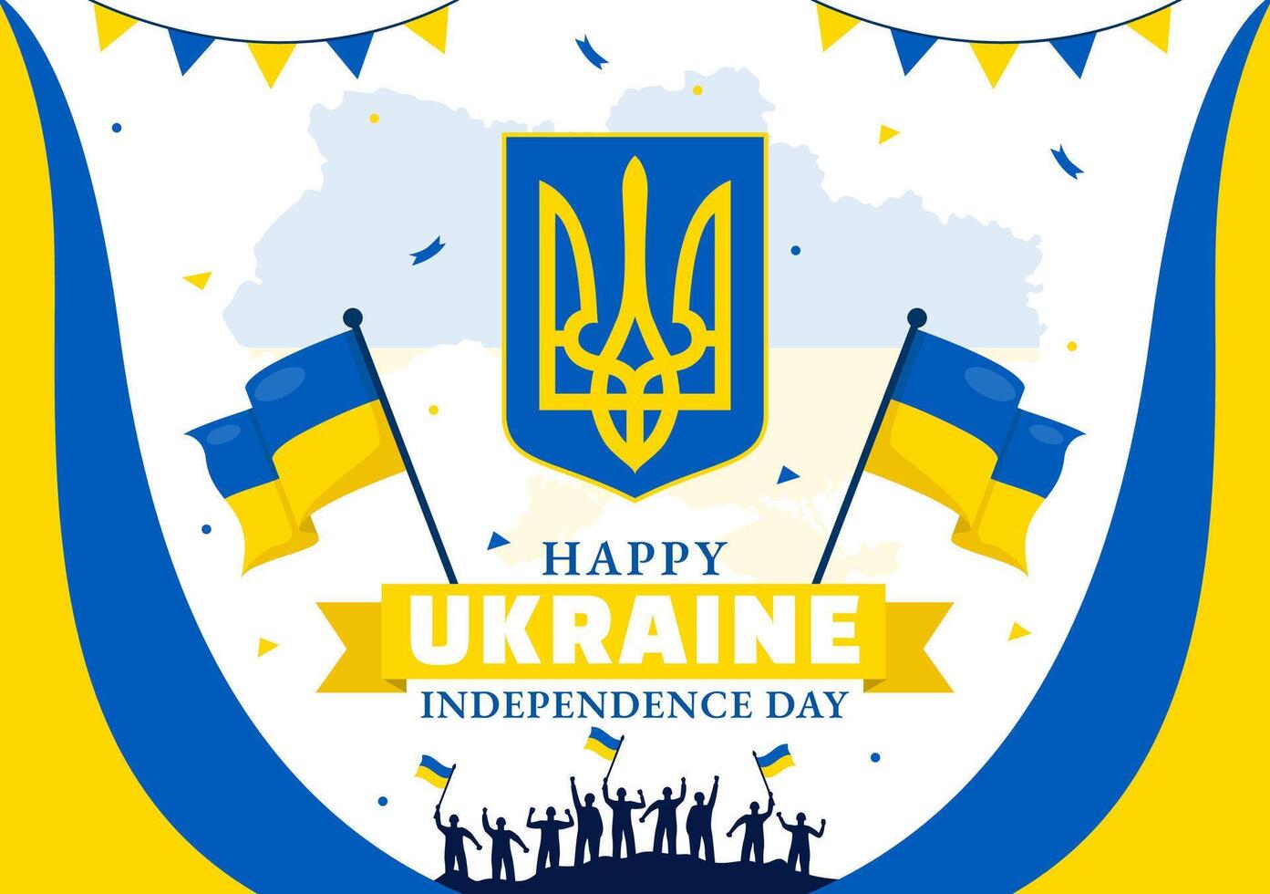 content Ukraine indépendance journée illustration sur 24 août avec ukrainien drapeau Contexte dans nationale vacances plat dessin animé Contexte vecteur