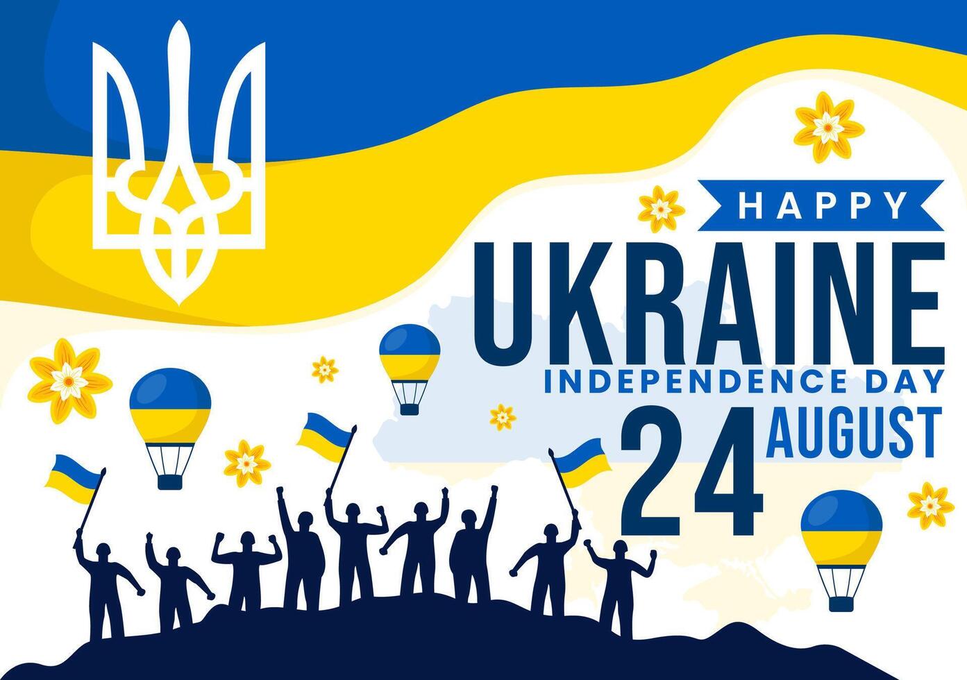 content Ukraine indépendance journée illustration sur 24 août avec ukrainien drapeau Contexte dans nationale vacances plat dessin animé Contexte vecteur